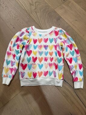 Little Sleepies White Pullover Sweatshirt with Multicolor Hearts